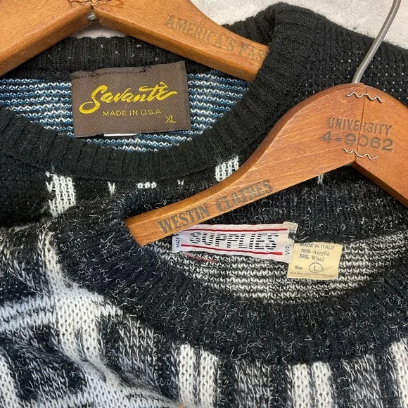 Lg/XL Mens Sweaters B&W Vtg 1990 Lot of 2 - Picture 3 of 4